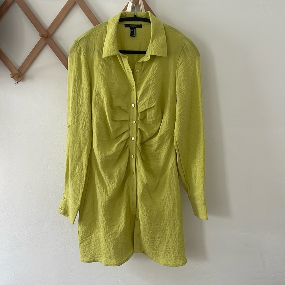 Linen cinched mini dress
